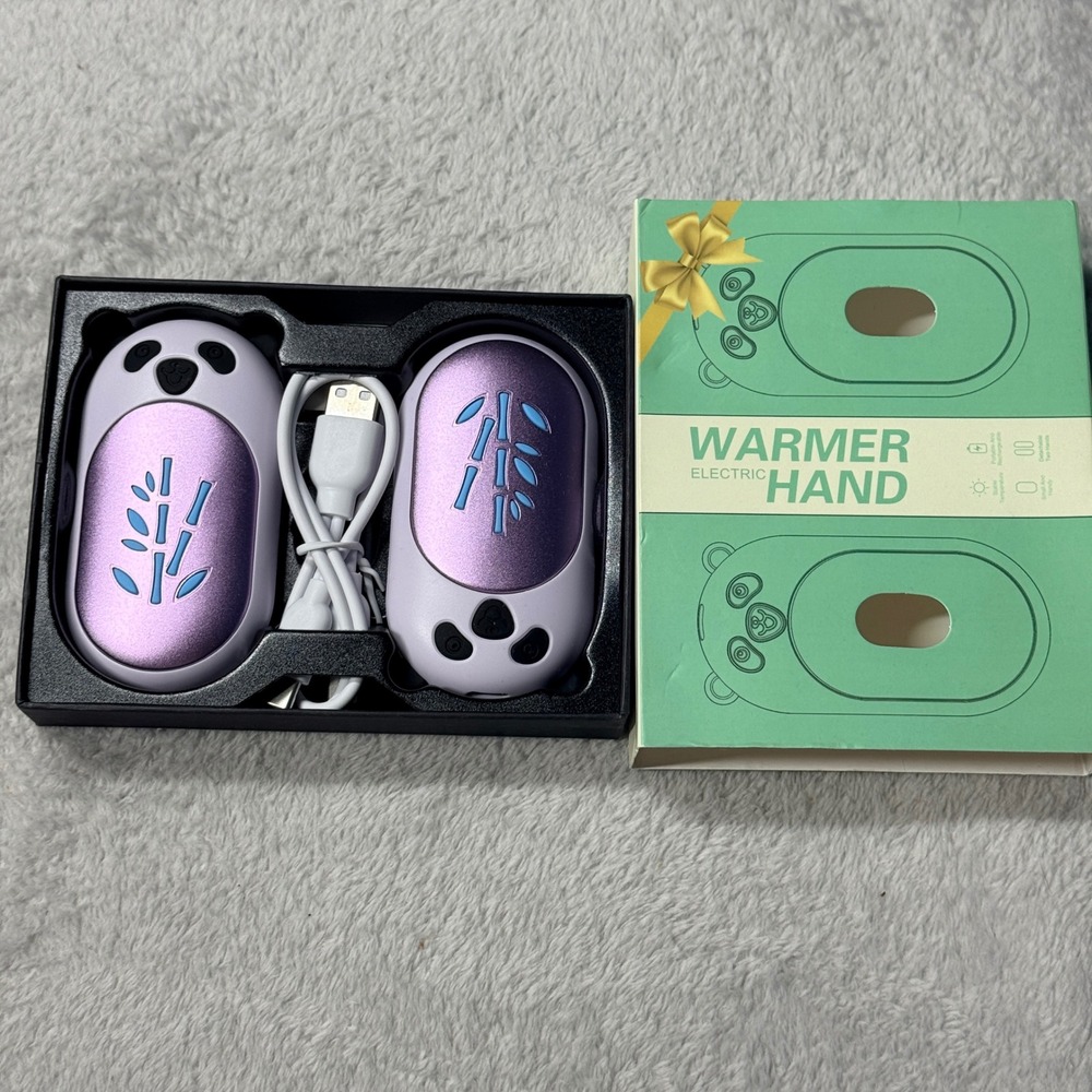 Aoyun Electric Hand Warmer AOY-716 Purple Rechargeable Panda 2-Pack - Picture 4 of 5